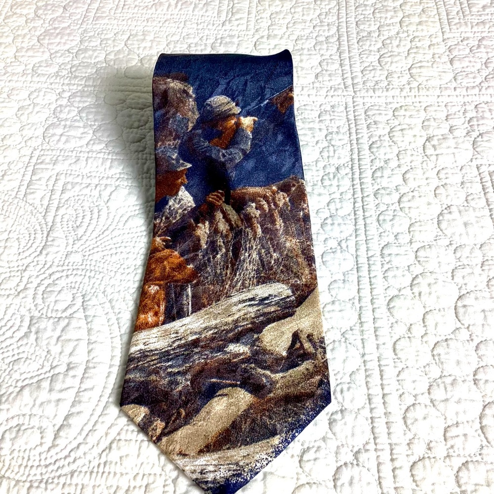 VTG Wembley Hunting Scene Retriever Men’s  Silk Tie Made in USA Multicolor Woods